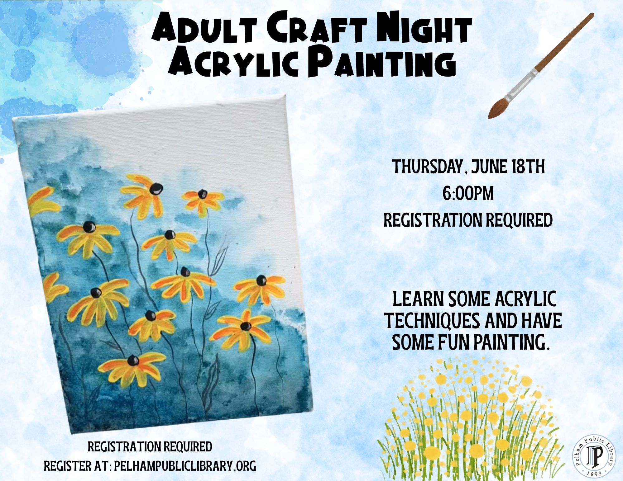 Adult Craft Night: Acrylic Painting, Thurs. June 18th