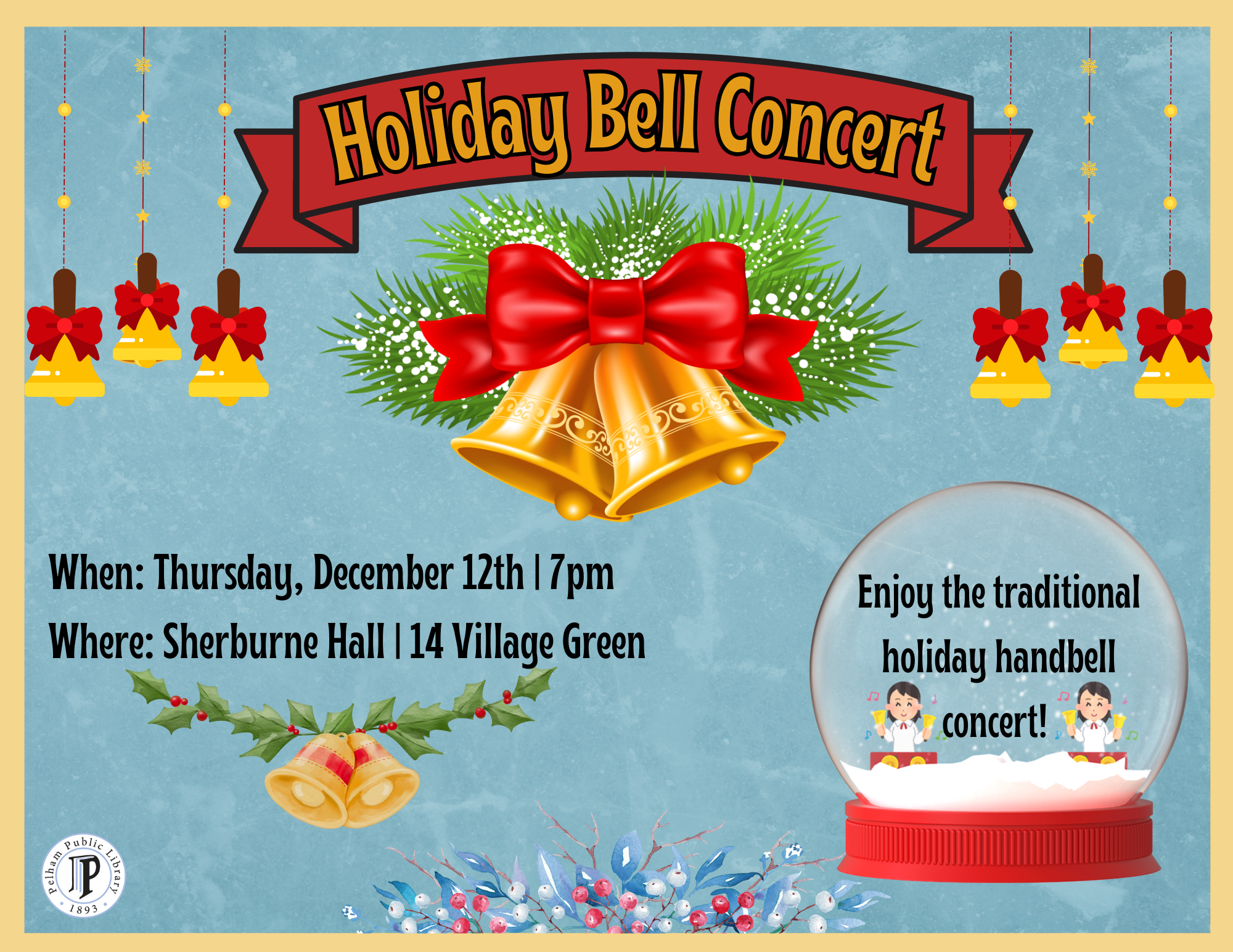 Holiday Bell Concert, Thursday Dec 12th, 7pm