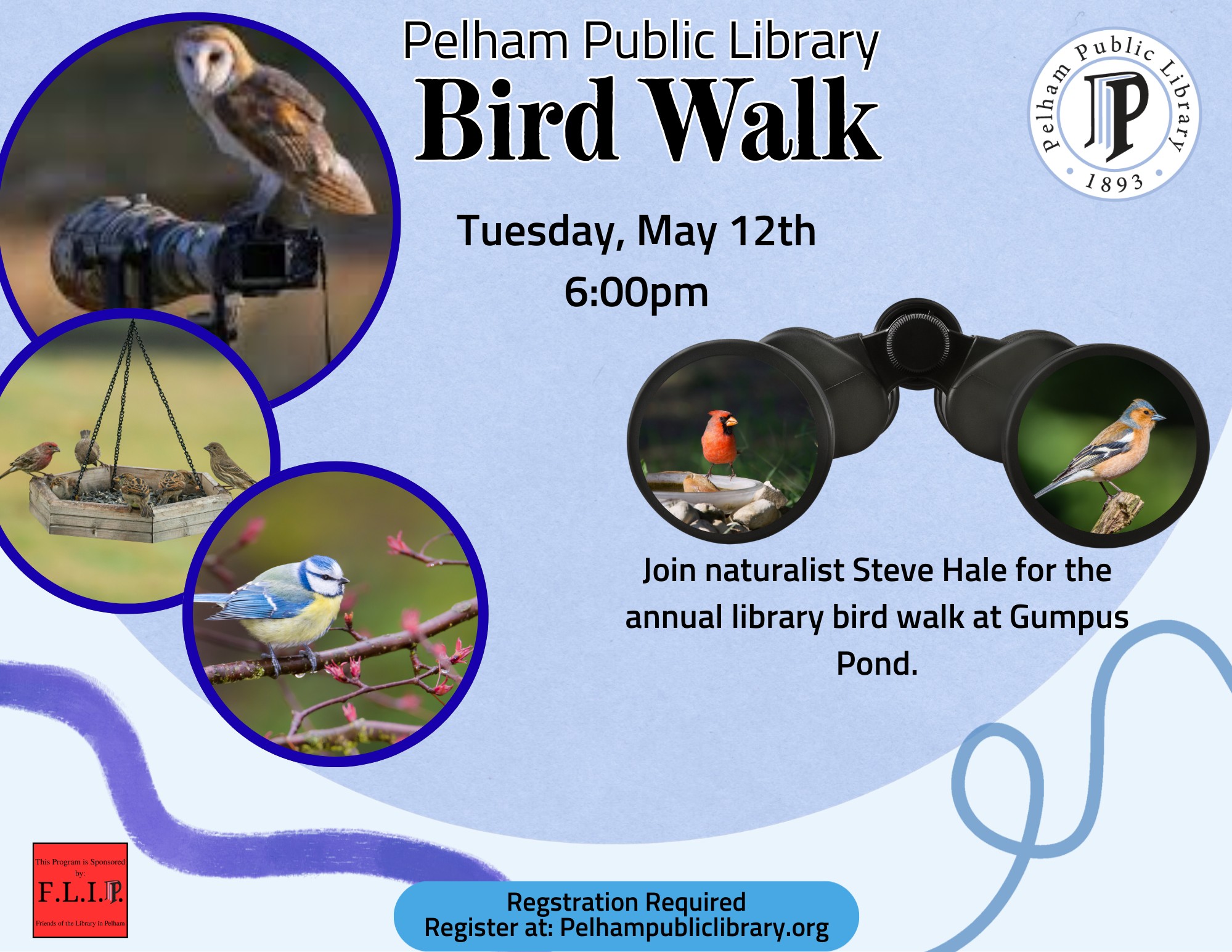 Bird Walk Tuesday May 12th, registration required.
