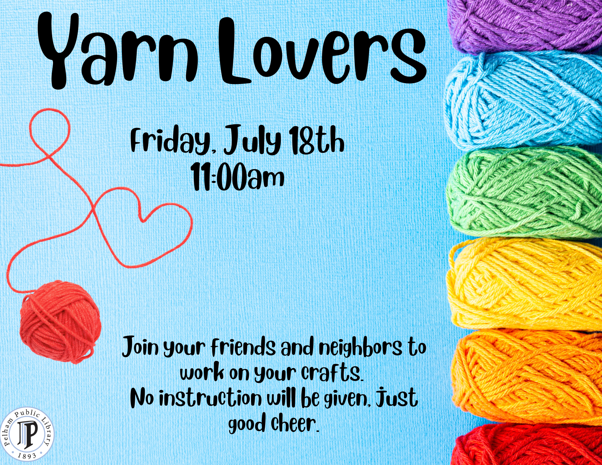 Yarn Lovers Friday July 18th 11:00 am