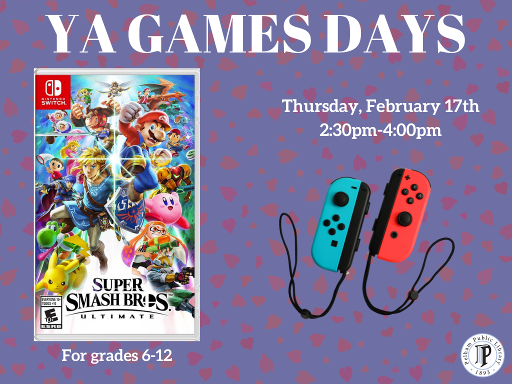 YA Games Day February 17th at 2:30pm 