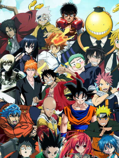 group photo of most popular anime/manga characters