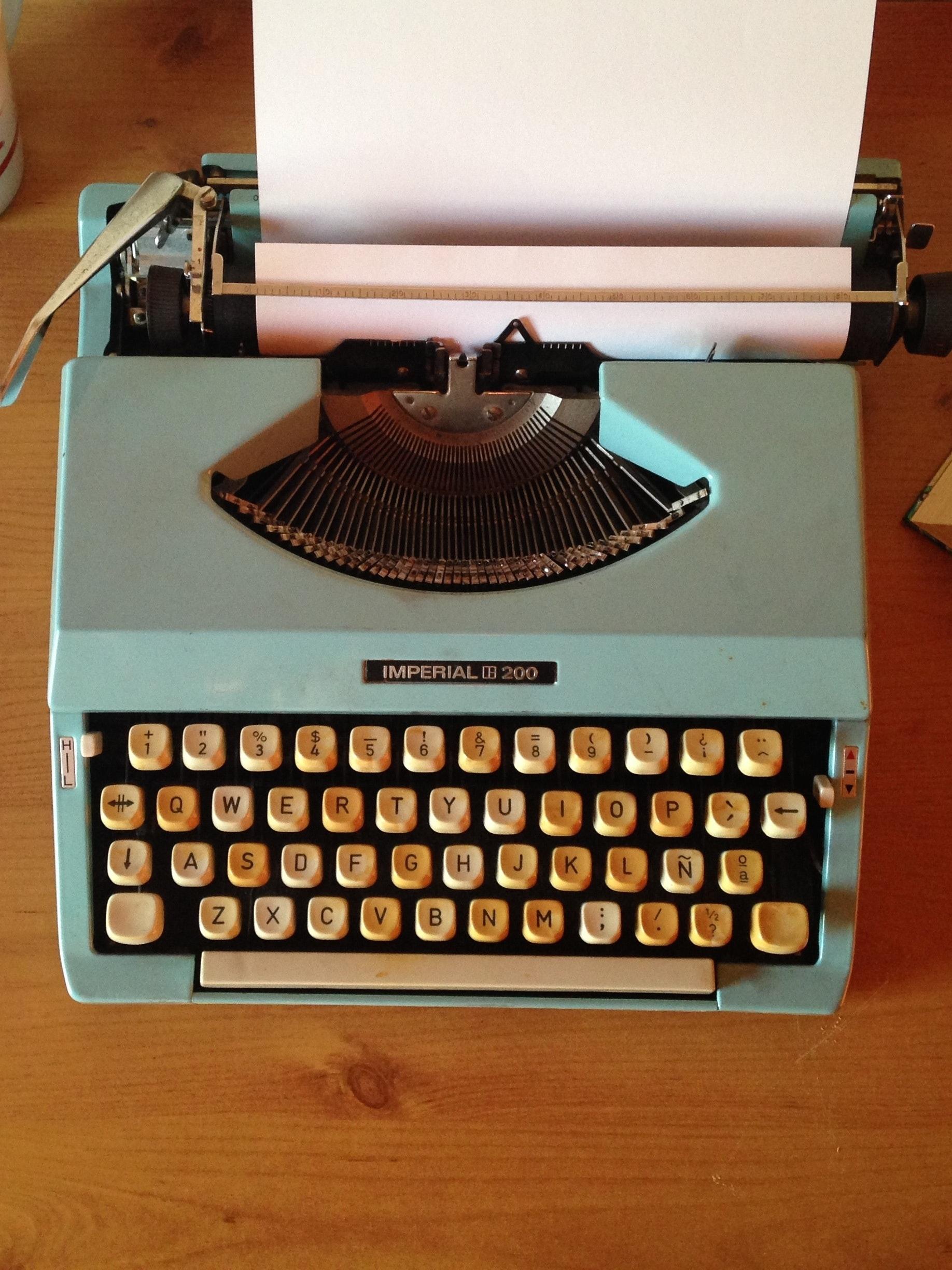 blue typewriting