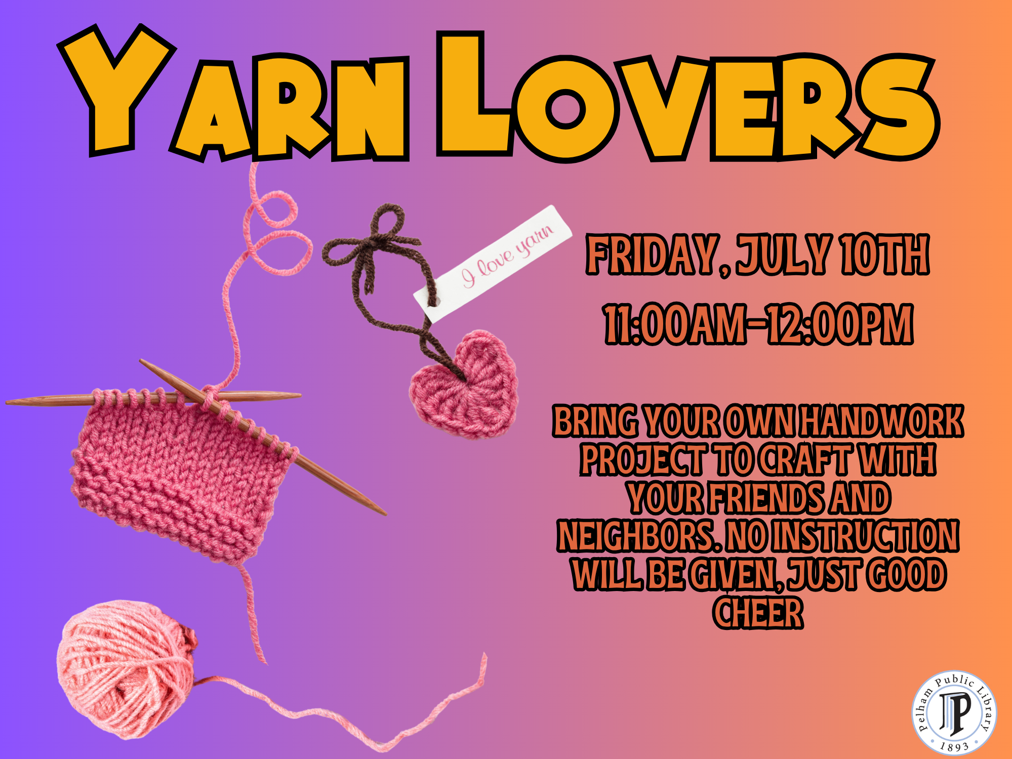 Yarn Lover's Circle: Friday July 10th 11am