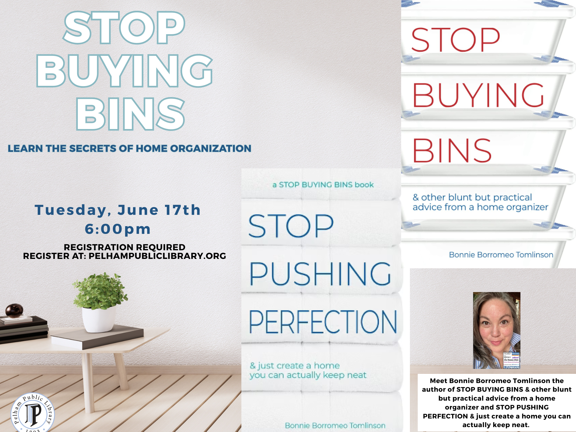 Learn the Secrets of Home Organization, Tues June 17, 6pm
