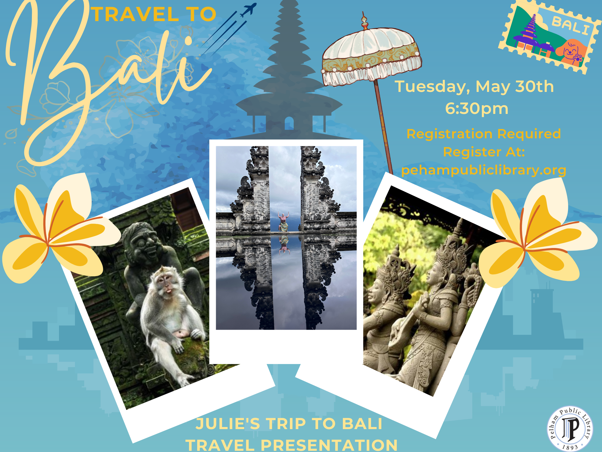 Julie's Trip to Bali, Tues May 30th, 6:30pm