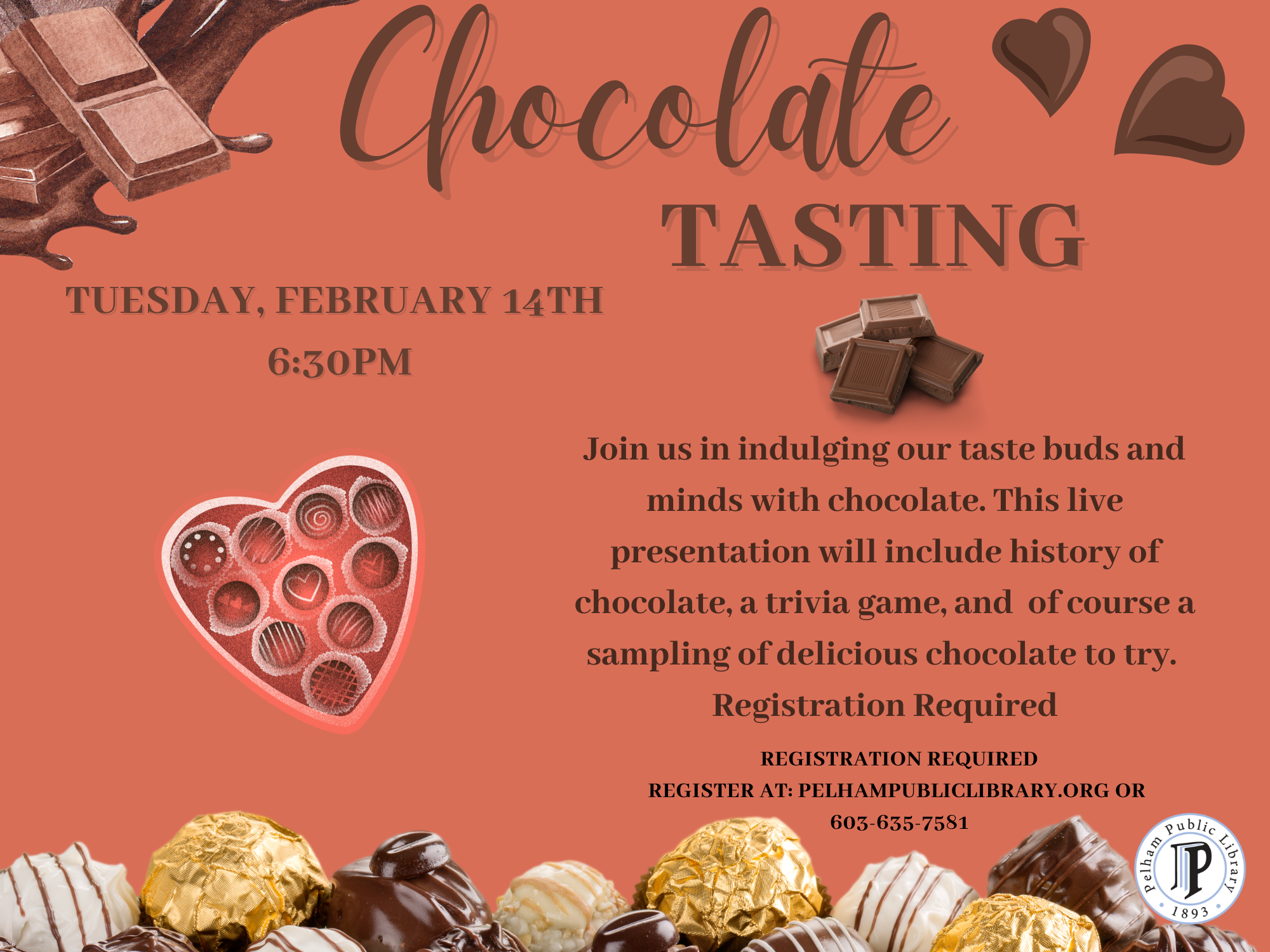 Chocolate Tasting, Tues Feb 14th, 6:30pm